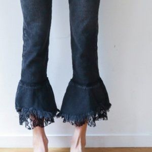 Zara Kick Flare Jeans w/ Lace Trim
